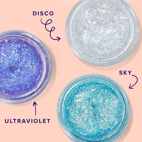 UNICORN SNOT holographic glitter gel UV on skin adds festival-ready sparkle