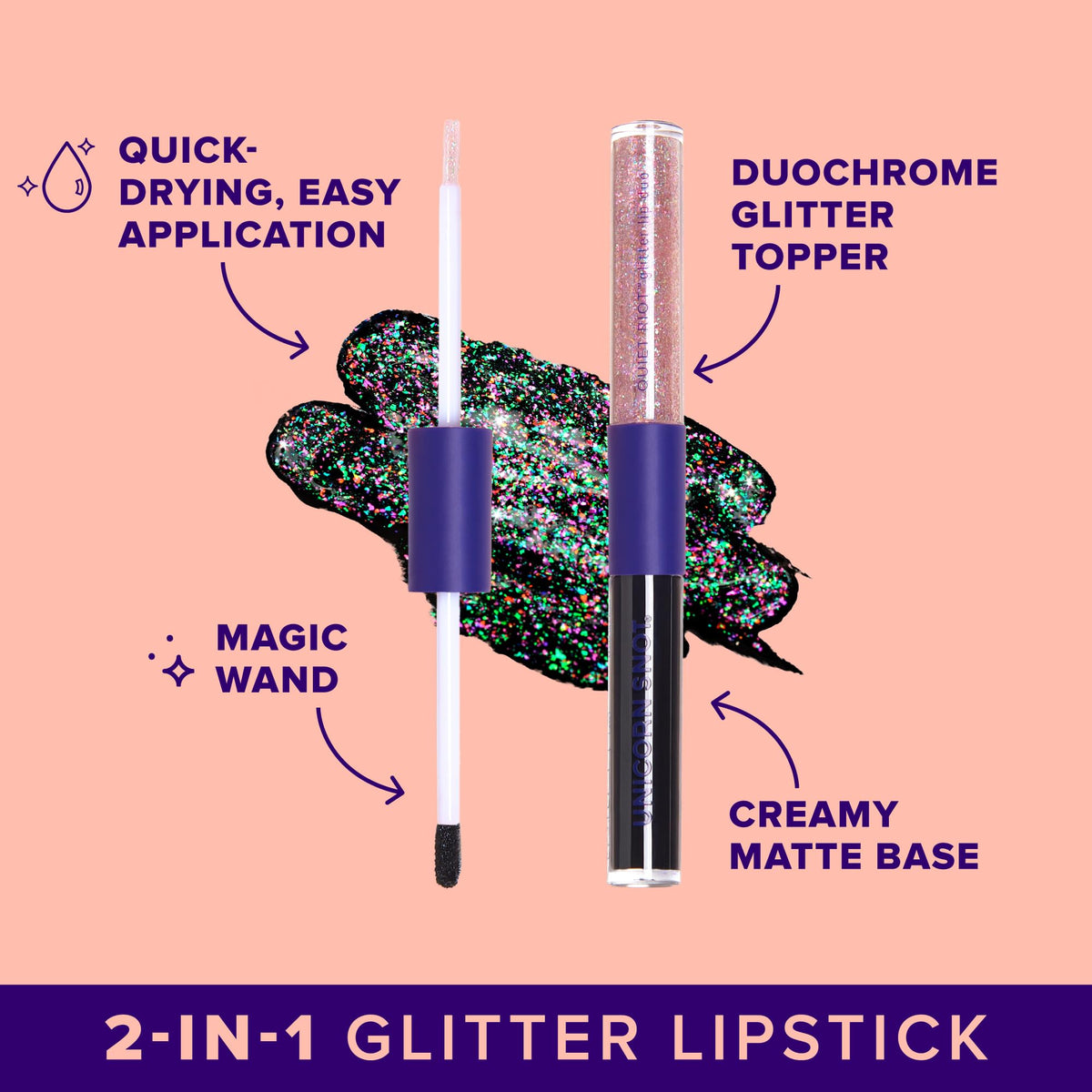 UNICORN SNOT Quiet Riot matte swatches display bold Clash shade for confident daytime looks.
