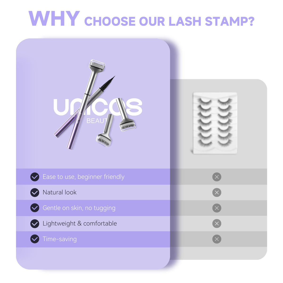 Demonstration of Unicos lower lash stamp for even separation.
