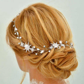 Unicra Star Rhinestone wedding vine full view highlights elegant bridal shine.