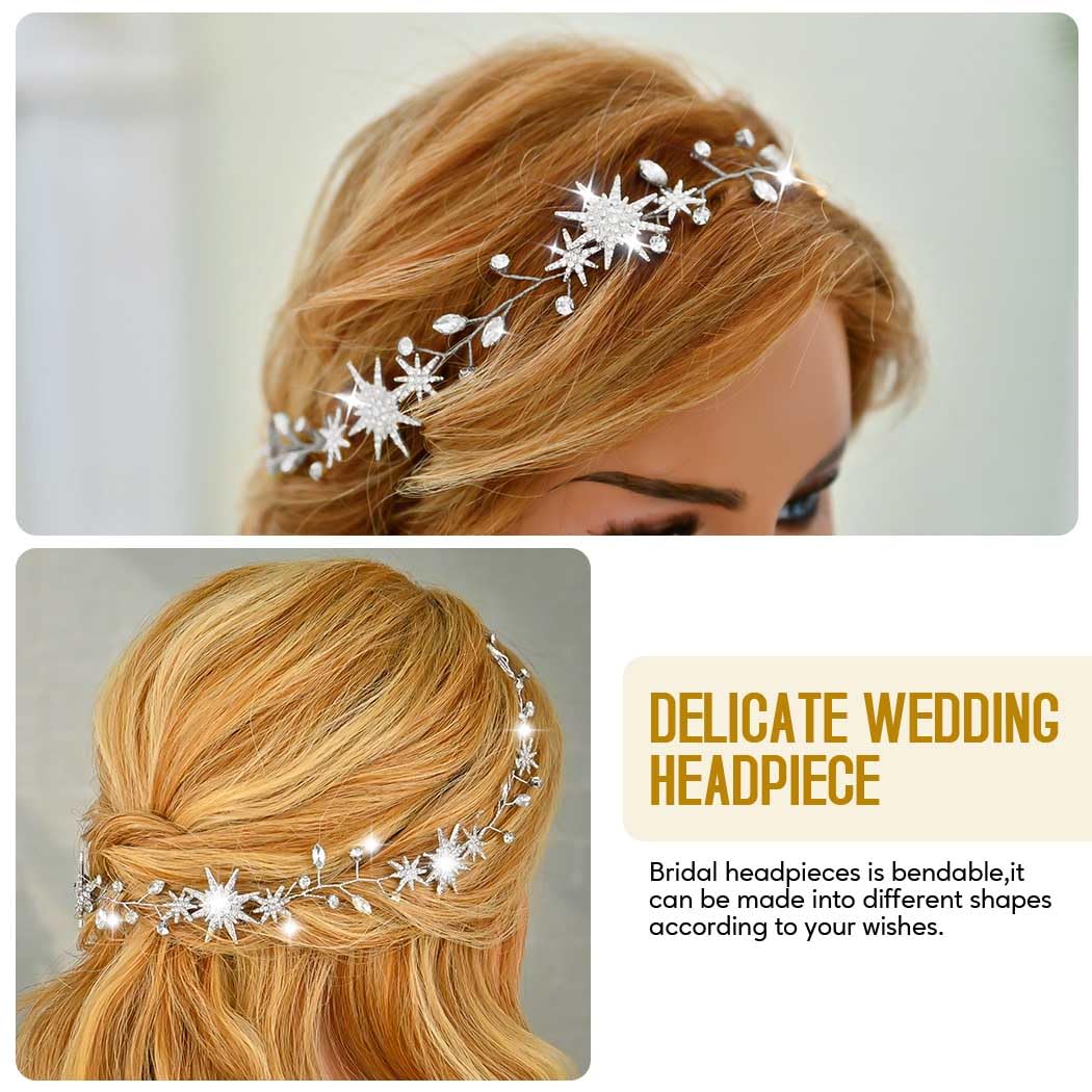 Unicra Star Rhinestone wedding vine length 21 inches showcases versatile styling.