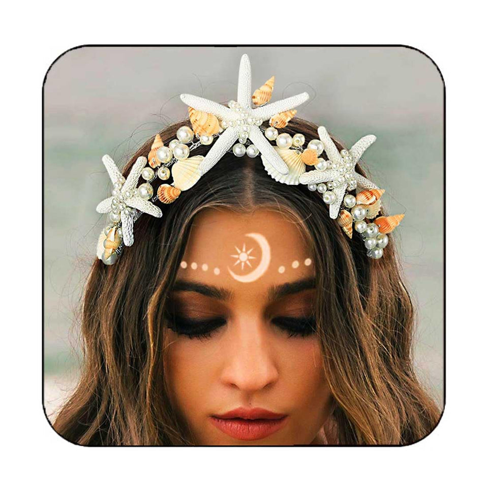 Unicra Starfish Crown with silver pearls for a seaside wedding look
