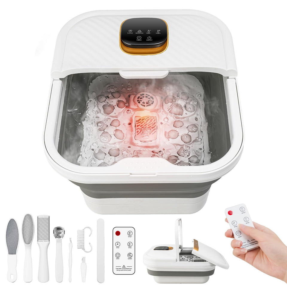 Unifull collapsible foot spa bath in use for relaxation and massage.