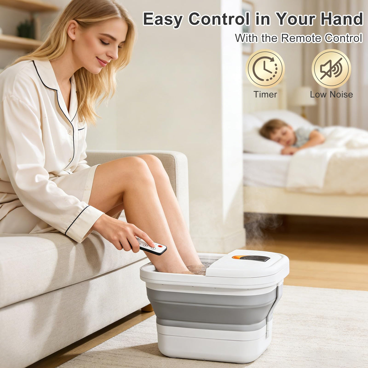 Unifull collapsible foot spa folded for compact storage.