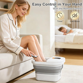 Unifull collapsible foot spa folded for compact storage.