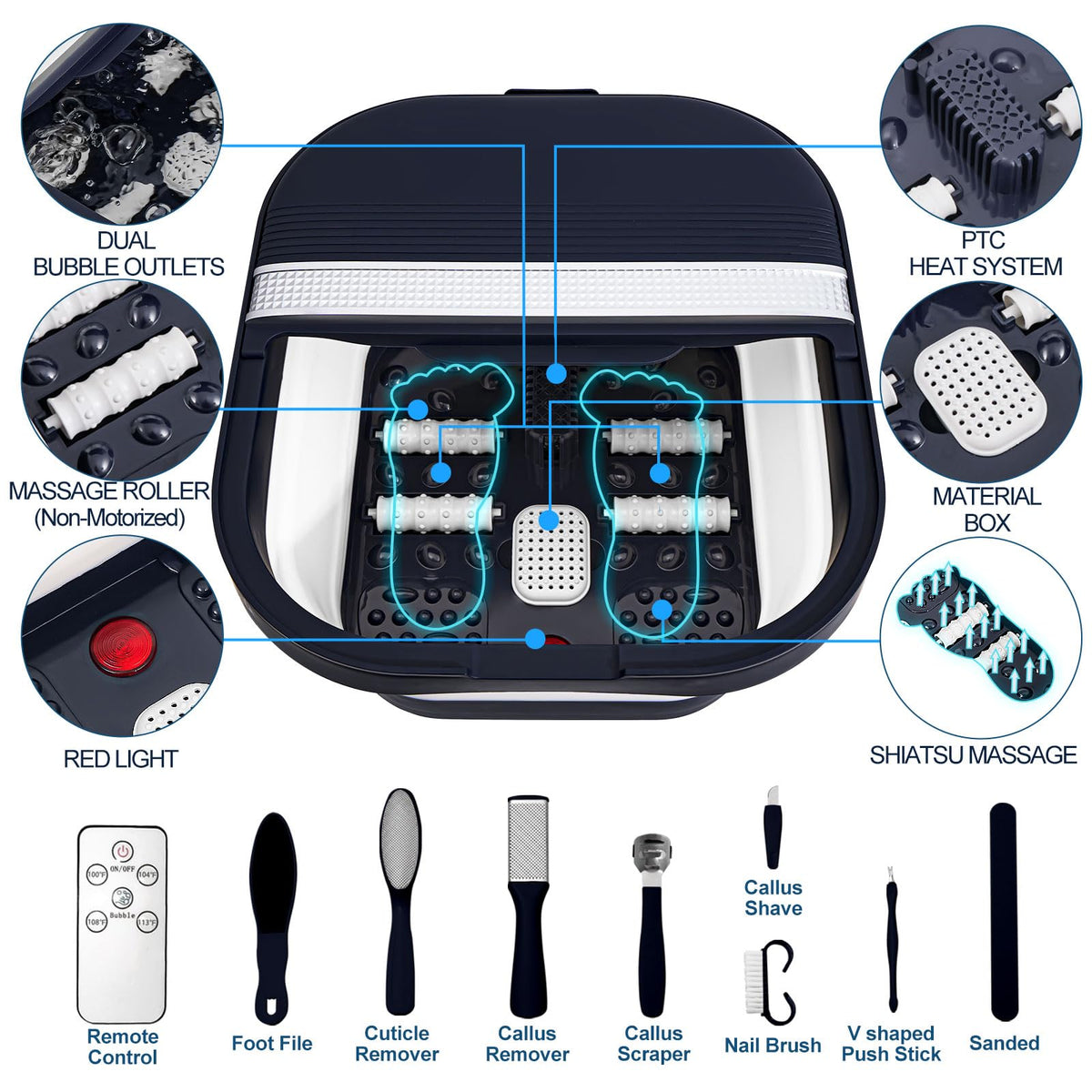 UNIFULL Pedicure kit and red light system ready for at-home care.