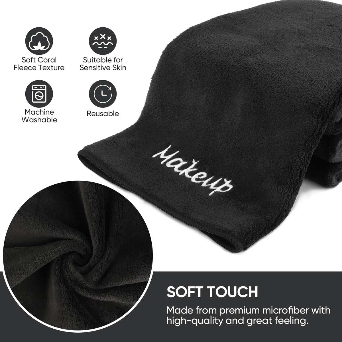 UNIMADE dual-sided design with long and short fibers for versatile makeup removal.