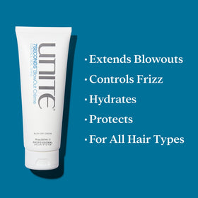 UNITE 7SECONDS BlowOut Crème on wet hair seals moisture for controlled styling