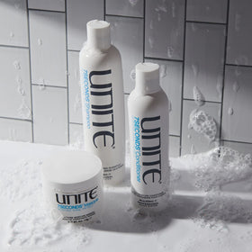 UNITE 7SECONDS Masque applied to damp hair for elasticity and manageability.