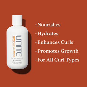 UNITE BOING Curl Conditioner packaging showing rosemary and aloe ingredients for curl health