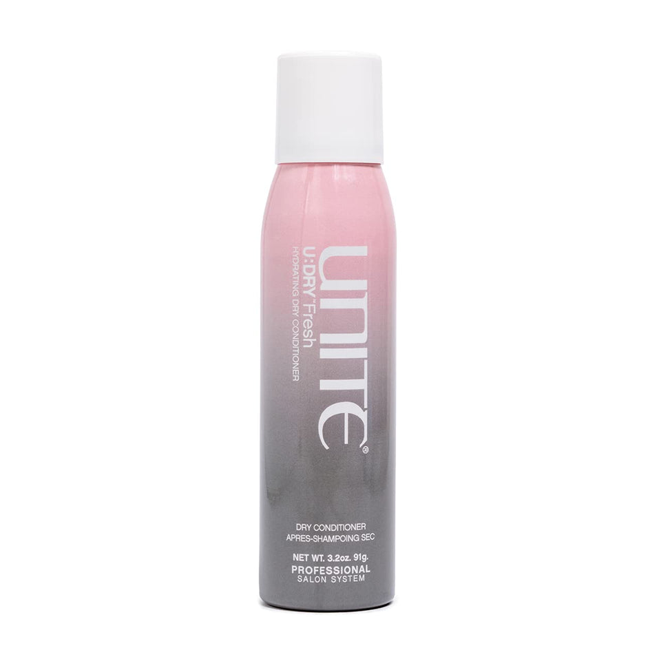 UNITE U:DRY Fresh bottle image showing between-wash hydration for dull ends