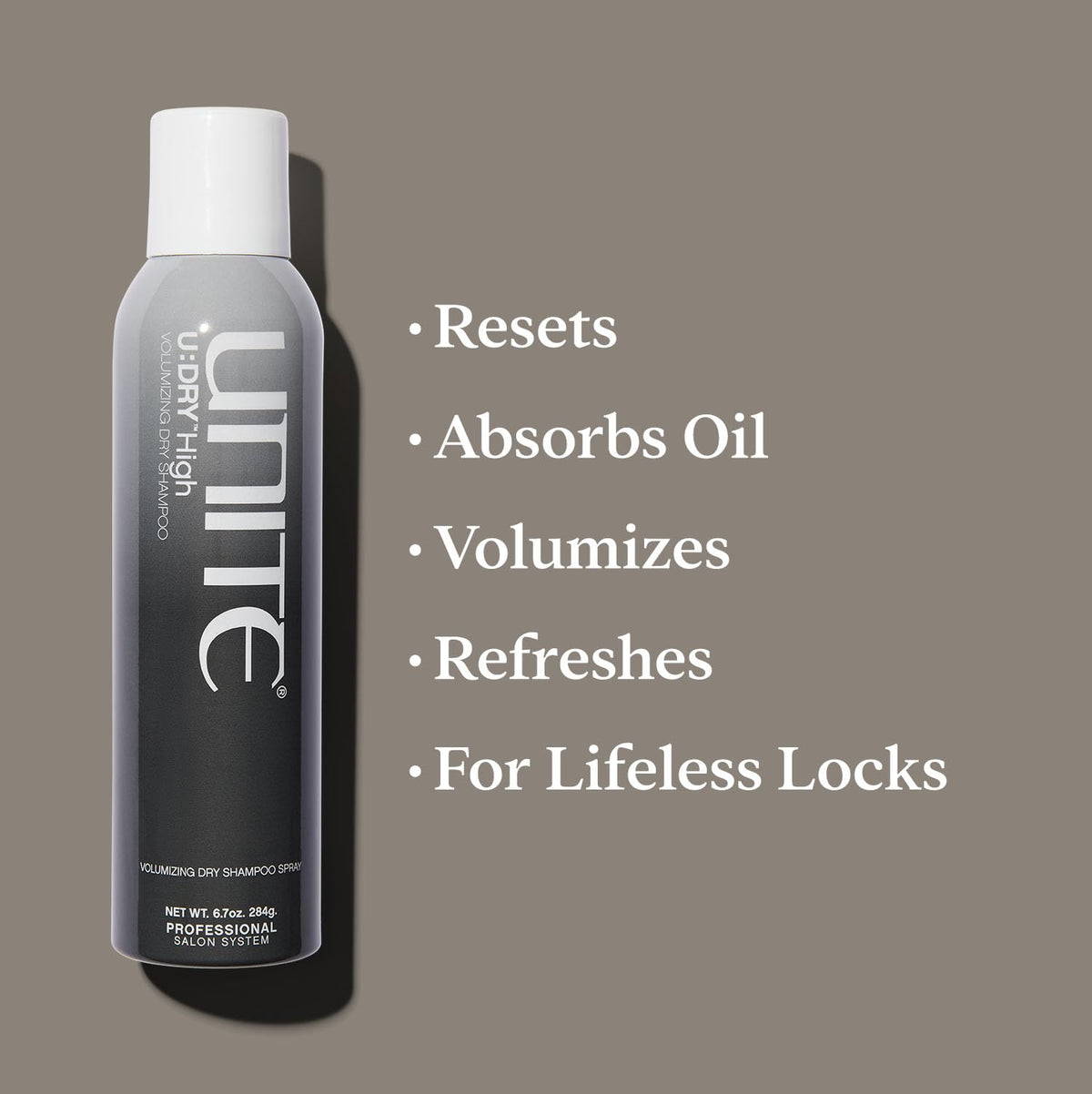 UNITE U:DRY High spray application on hair for texture and lift