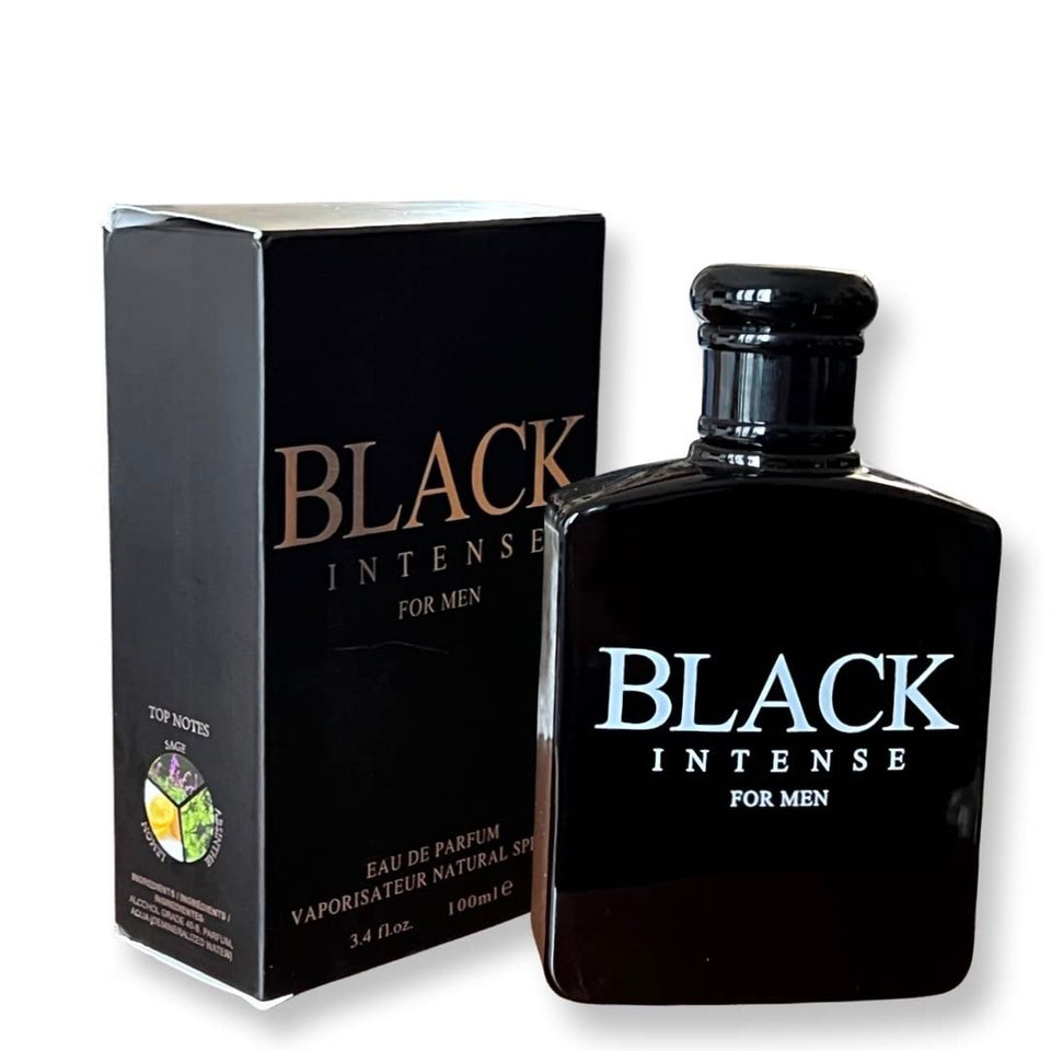 United Scents Black Intense for Men bottle front, a sophisticated option for daily wear.