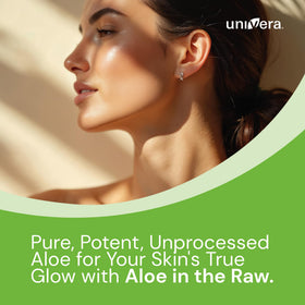 Univera Aloe in the Raw applying on skin demonstrates soothing hydration on sun-stressed areas.