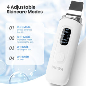 UNIWA Skin Scrubber 3D curved plate fits facial contours for thorough cleaning.