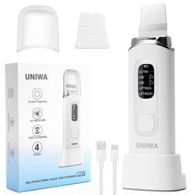 UNIWA Skin Scrubber front view, compact white unit for easy daily cleansing.