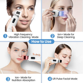 UNIWA Skin Scrubber wet skin use shows safe operation on damp skin.