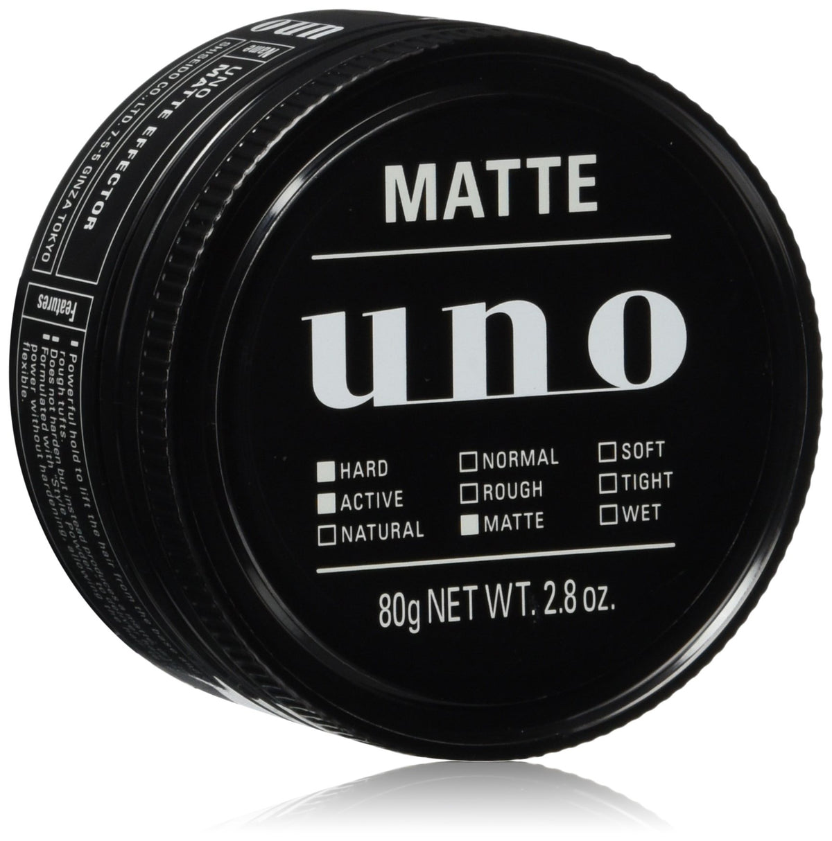 UNO Mat Effector 80g wax bottle for quick matte finish and lifted texture.