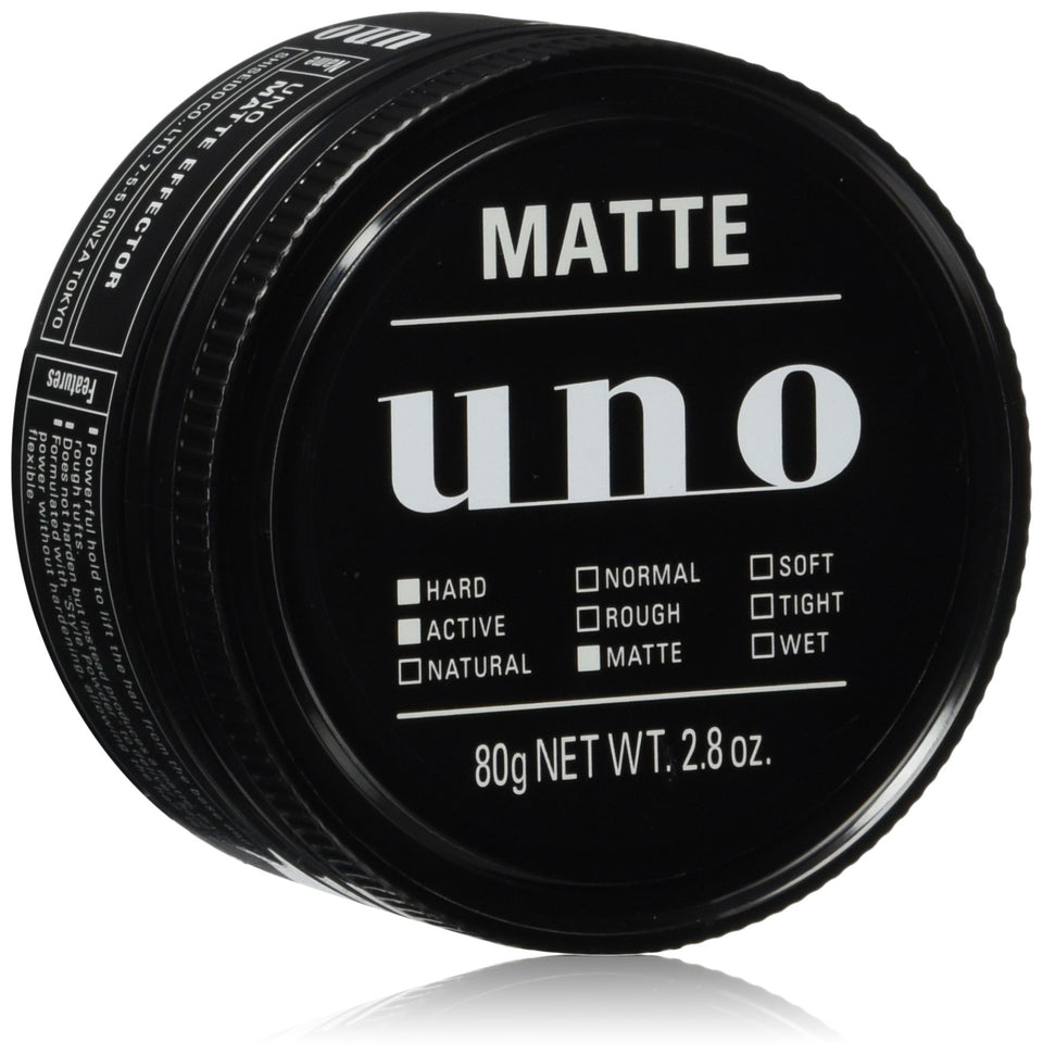 UNO Mat Effector 80g wax bottle for quick matte finish and lifted texture.