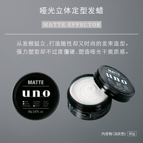 UNO Mat Effector 80g wax in hand to style.