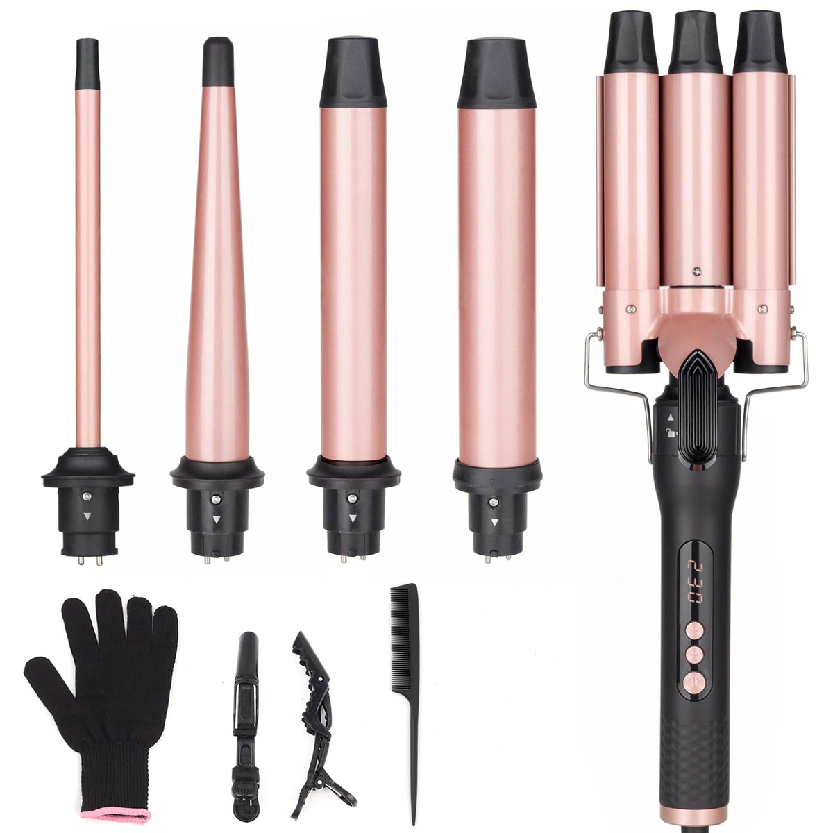 UNOBEY 5 in 1 curling wand set main view for versatile styling