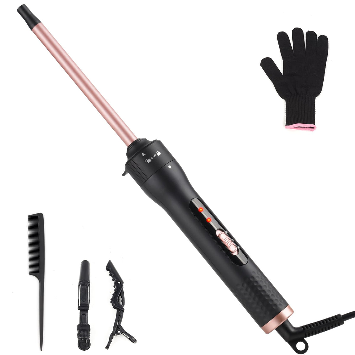 UNOBEY curling wand 13mm barrel close-up showing tourmaline ceramic coating for smooth curls