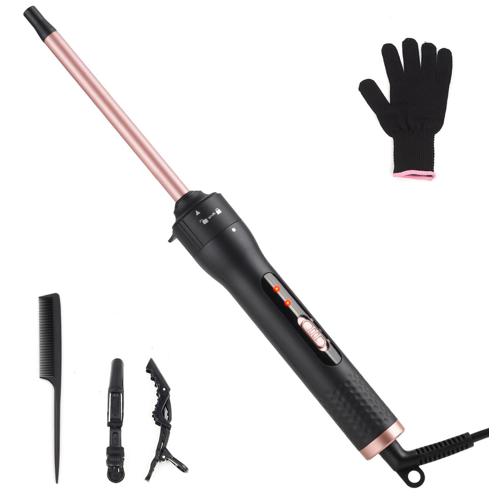 UNOBEY curling wand 13mm barrel close-up showing tourmaline ceramic coating for smooth curls