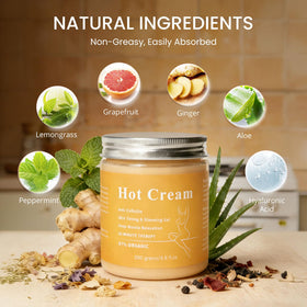 UNOISETION Hot Massage Cream texture close-up shows warming hydration.
