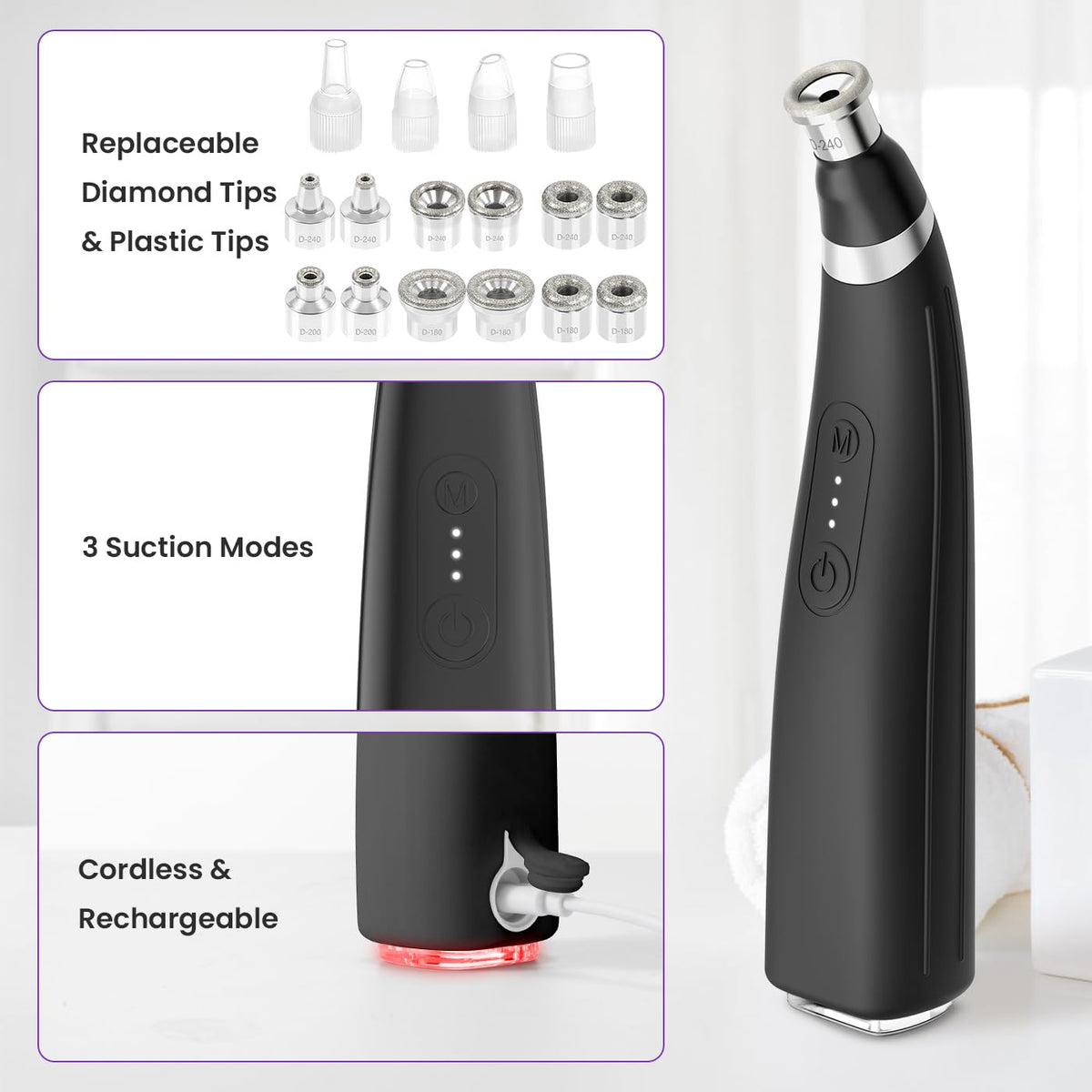 UNOISETION skin-glow after-session caption implies refreshed, radiant skin.