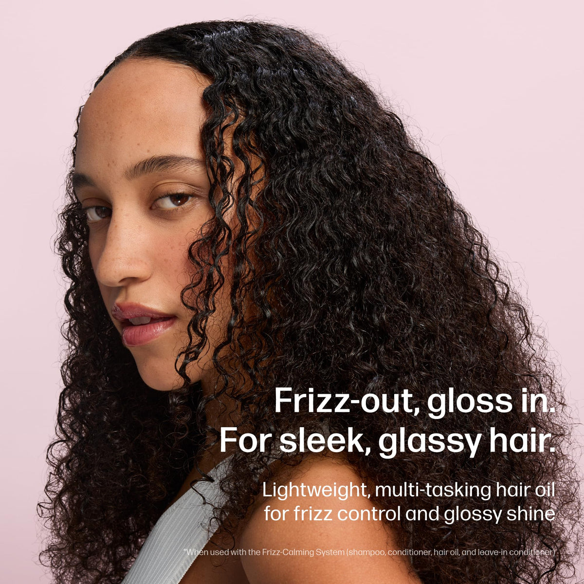 UNOVE Frizz-Calming Glass Hair Oil applied to damp hair delivers smoothness and shine