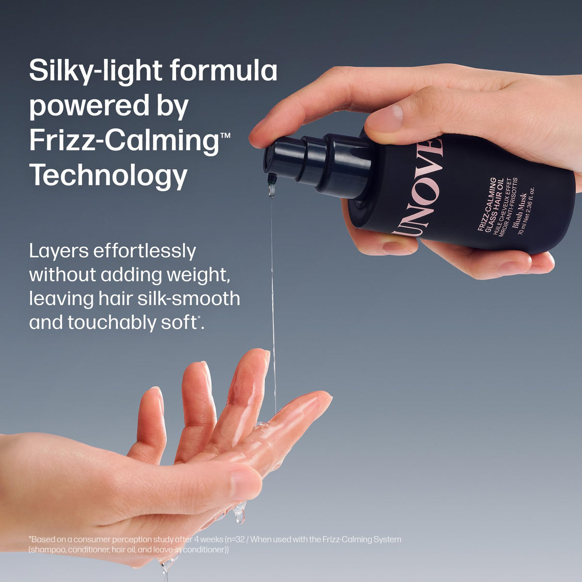 UNOVE glass-hair finish after heat styling with straightener or curling iron