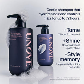 UNOVE Frizz-Calming Sleek Shampoo rich lather demonstrates gentle cleansing