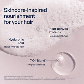 UNOVE Frizz-Calming Sleek Shampoo label closeup showing hydrating ingredients