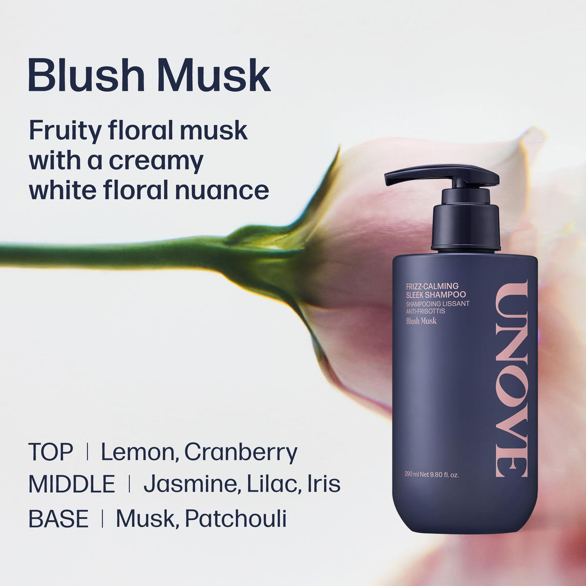UNOVE Frizz-Calming Sleek Shampoo packaging box on display