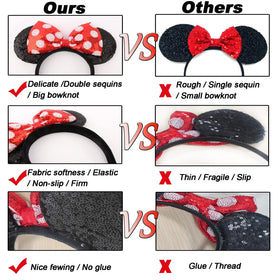 UNSPAZ mouse ears headband with non-slip velvet interior stays comfortably in place