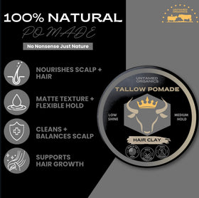Untamed Organics Tallow Hair Clay texture swatch demonstrates pliable medium hold.