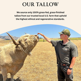Untamed Organics tallow-honey ingredients close-up featuring grass-fed tallow and raw honey