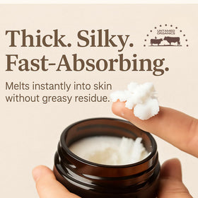 Untamed Organics balm used on hands for gentle hydration