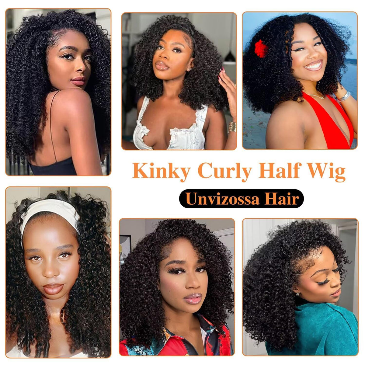 Unvizossa Half Wig 18 inch length creates dramatic curls and length