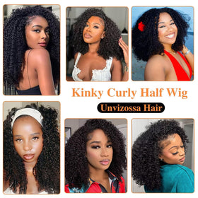Unvizossa Half Wig 18 inch length creates dramatic curls and length