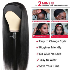 Unvizossa headband wig straight 18inch model wear for everyday styling