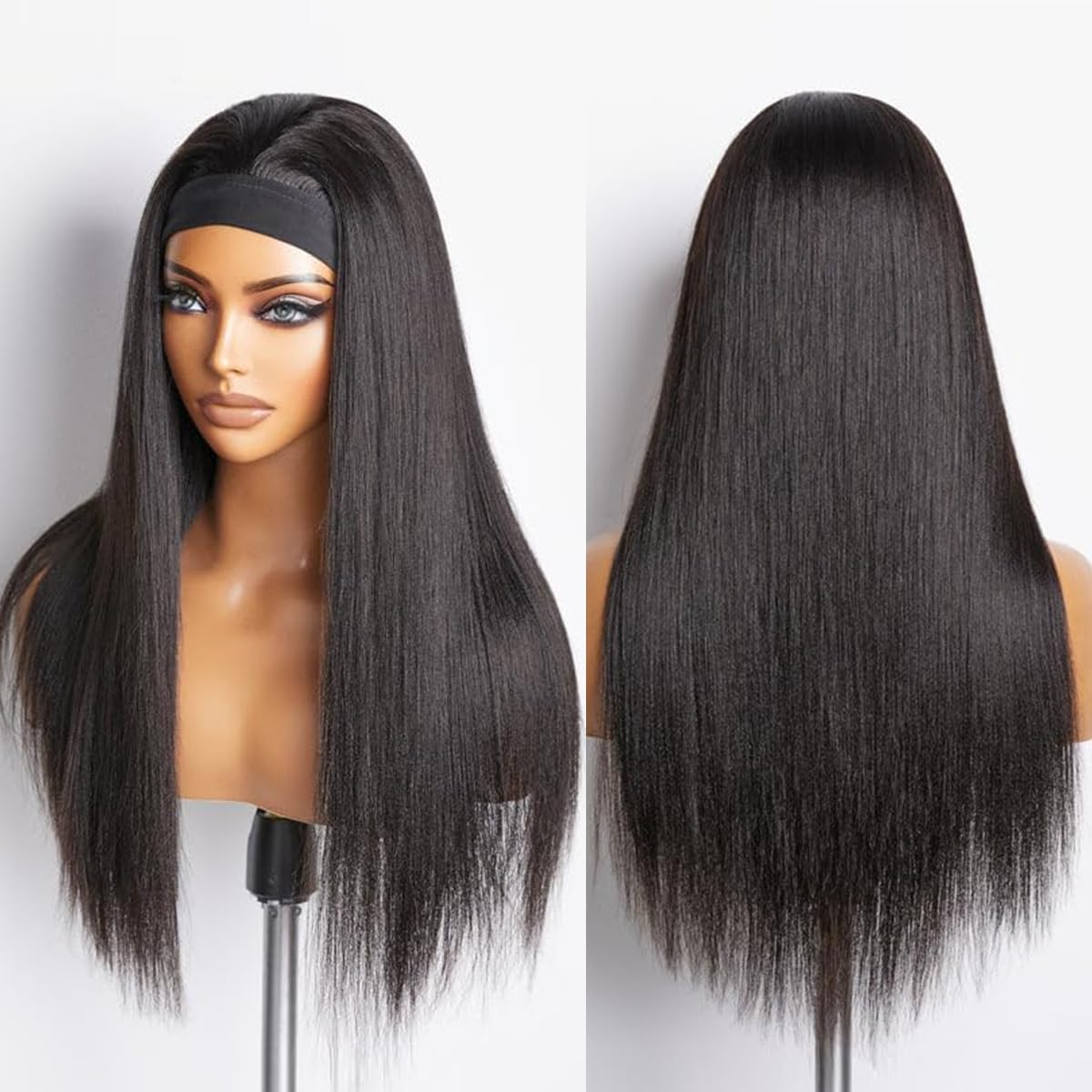 Unvizossa headband wig straight 18inch packaging includes cap and lashes