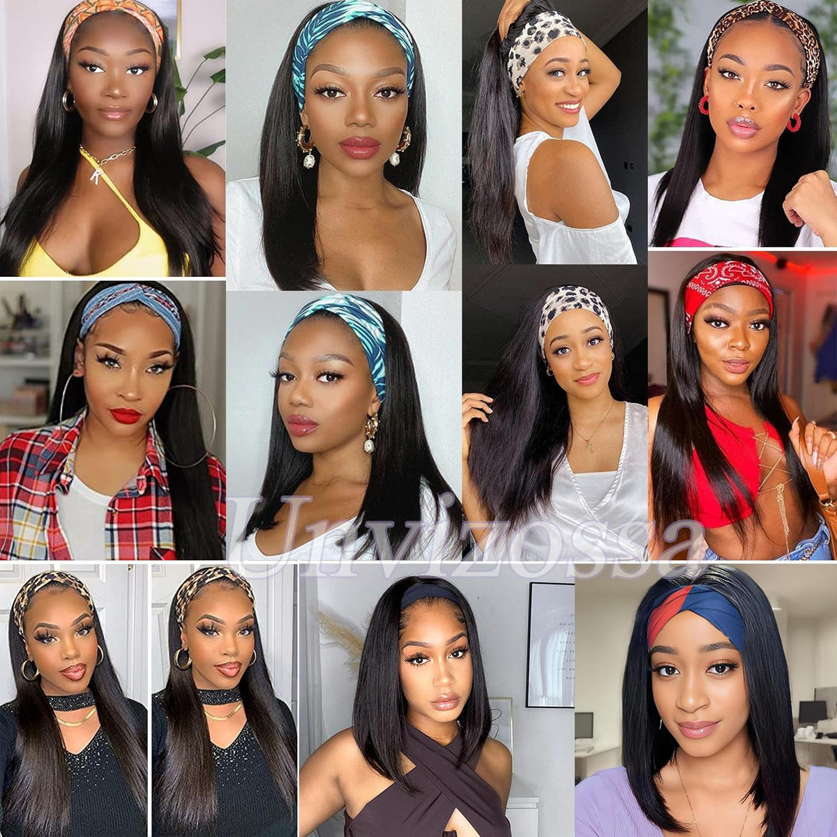 Unvizossa headband wig straight 18inch adjustable-strap ensures secure fit