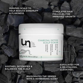 Unwash Charcoal Detox Scrub impurity magnet removes buildup for cleaner roots.