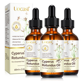 Uocasi Cyperus Rotundus Oil bottle shown for premium post-shaving skin soothing.
