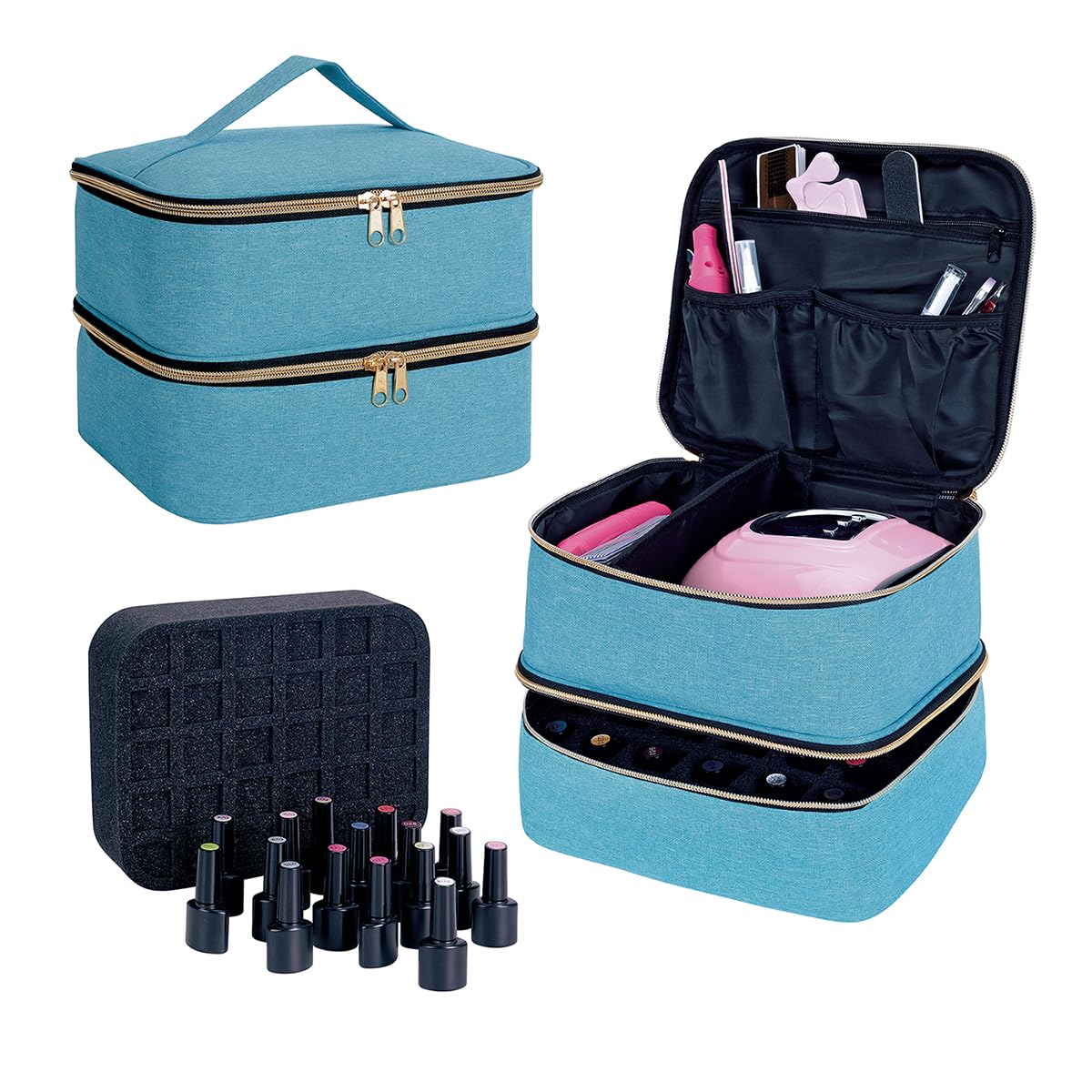 Elegant light green color adds style to vanity or travel kit.