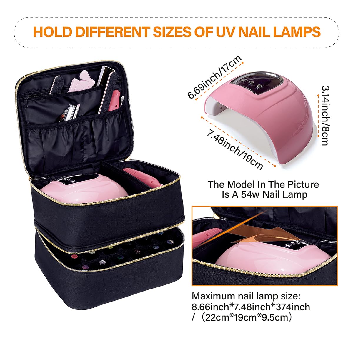 UOZL Nail Polish Organizer lower layer with bottles demonstrates high capacity storage