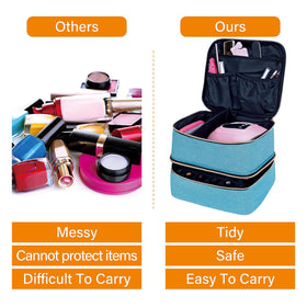Adjustable partitions adapt to different nail tool sets.