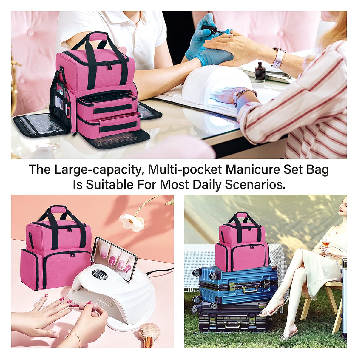 UOZL rose red nail polish organizer suits travel beauty routines.