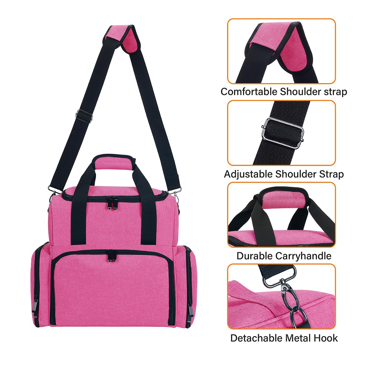 UOZL organizer side and front pockets hold extras and small accessories.